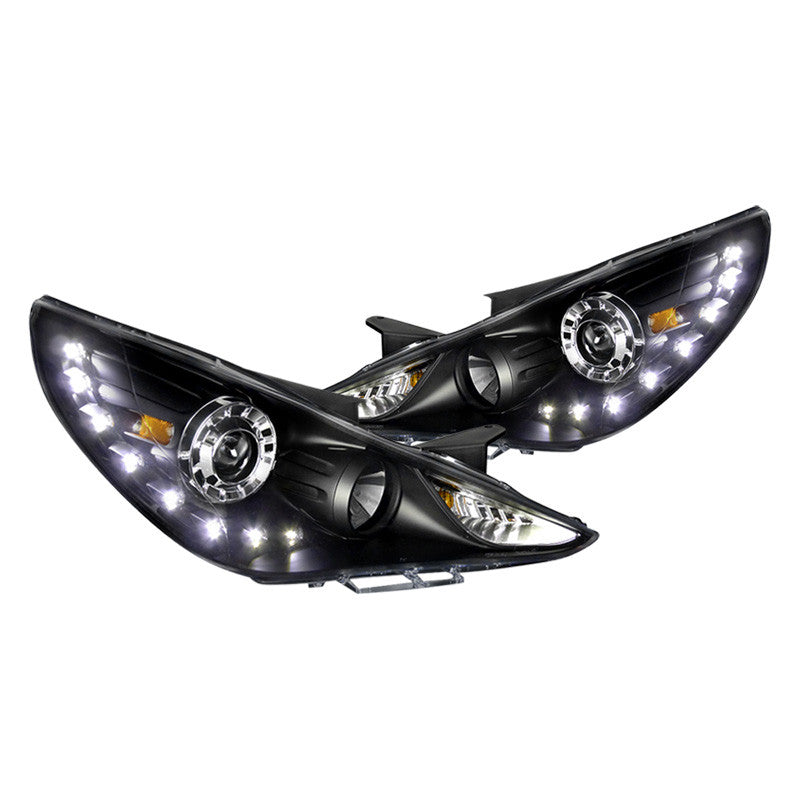 Spec-D 11-14 Hyundai Sonata LED DRL projector headlights black