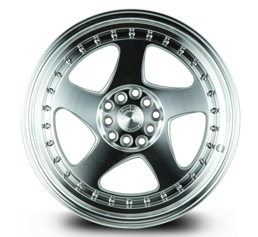 Aodhan AH01 18x9.5 big fat lip silver 5x100 wheel stance
