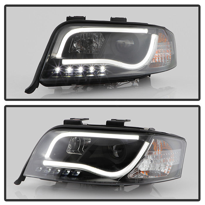 2005 Audi A6 Projector Black Headlights Light Bar DRL