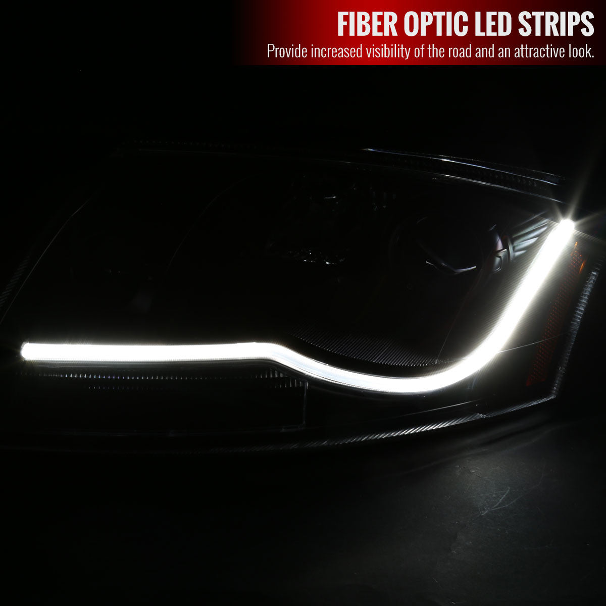 2LHP-TIT04JM-SQ-RS 2004-15 Titan 04-07 Armada Projector Headlights Sequoia LED Black