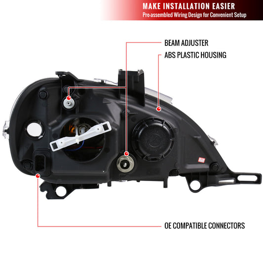 2002-2005 Mercedes W163 ML Black Spec-D Headlights Smoked