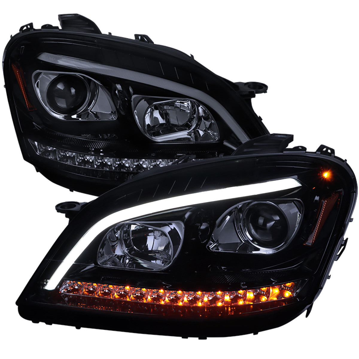 Spec-D 2006-08 Mercedes W164 Sequential LED Black Headlights Smoked