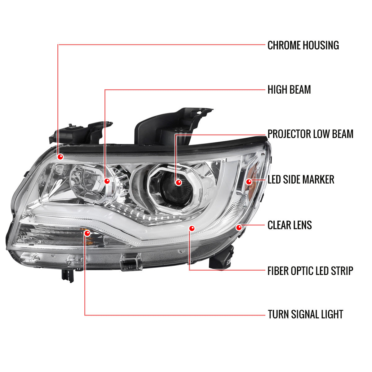Chevy Colorado LED Bar Pro Headlights Chrome