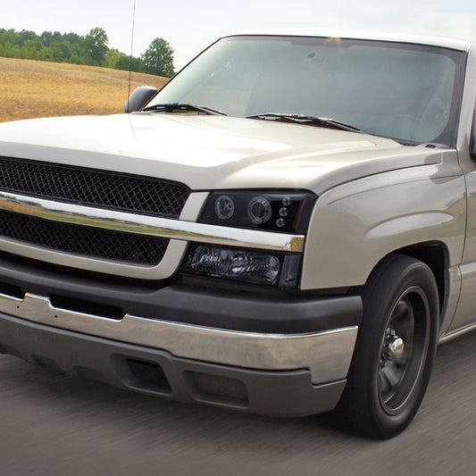 2003-2007 Chevy Silverado Projector Spec-D Headlights Black Smoked