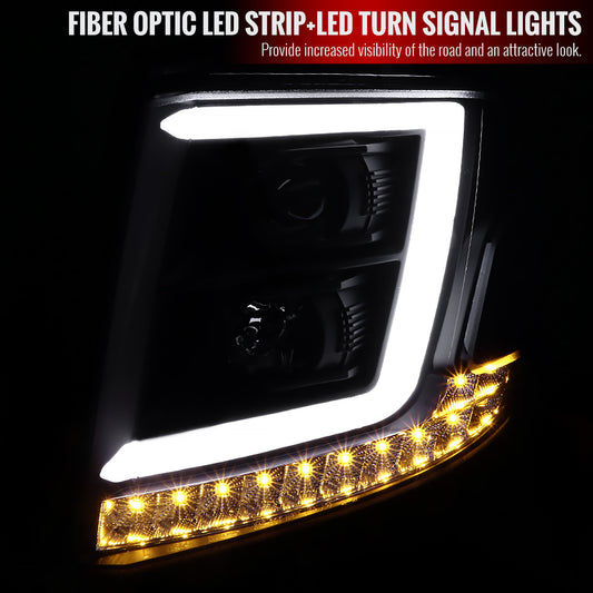 2015-2020 Chevy Tahoe LED C-Bar Spec-D Headlights Black