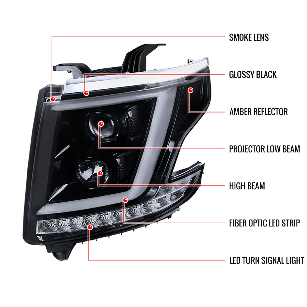 2LHP-TAC16-SQ-RS 2016-21 Toyota Tacoma Sequoia LED Headlights Chrome