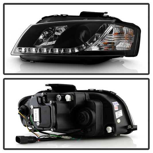 Black DRL Projector Headlights for Audi A3