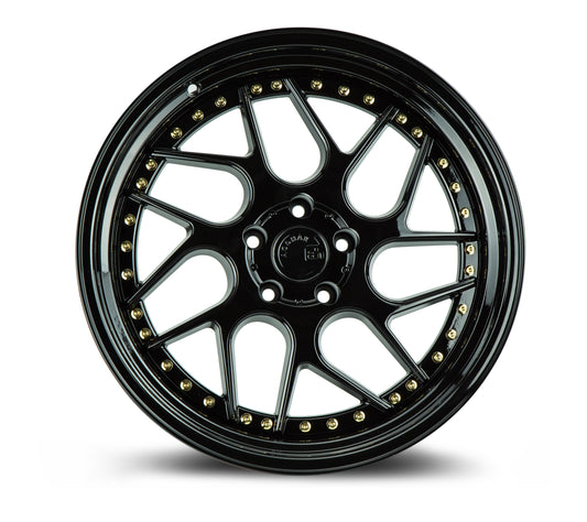 Aodhan DS01 19x10.5 twisted spok gold 5x114.3 wheel ET15 stance