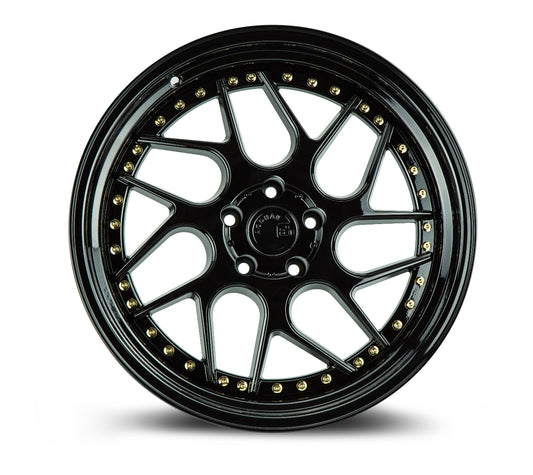 Aodhan DS01 19x9.5 twisted spok gold 5x114.3 wheel ET15 stance