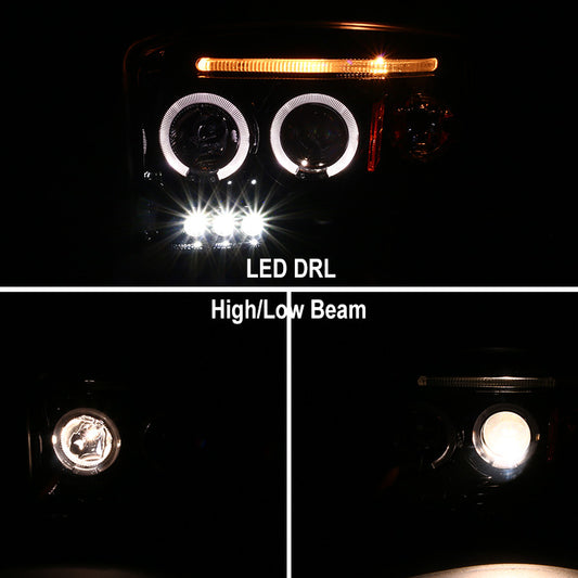 2005-2007 Dodge Dakota Projector Spec-D Headlights Black Smoked