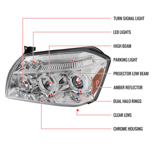 2005-2007 Dodge Magnum Projector Chrome Spec-D Headlights