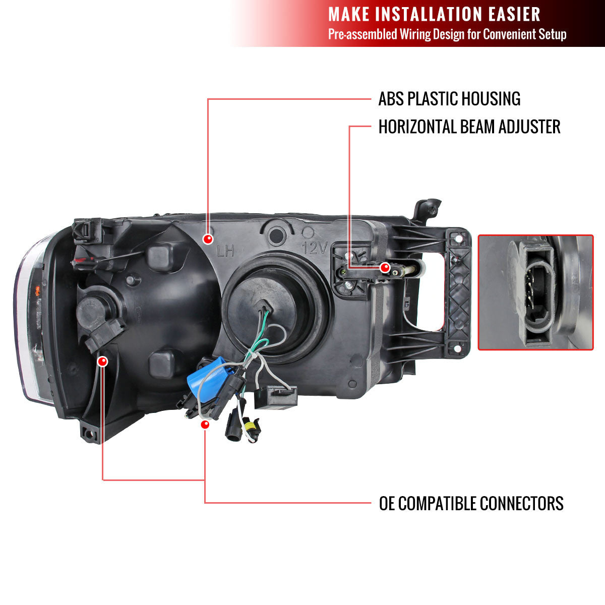 Spe-D 2002-2005 Dodge Ram 3500 Projector Spec-D Headlights Black