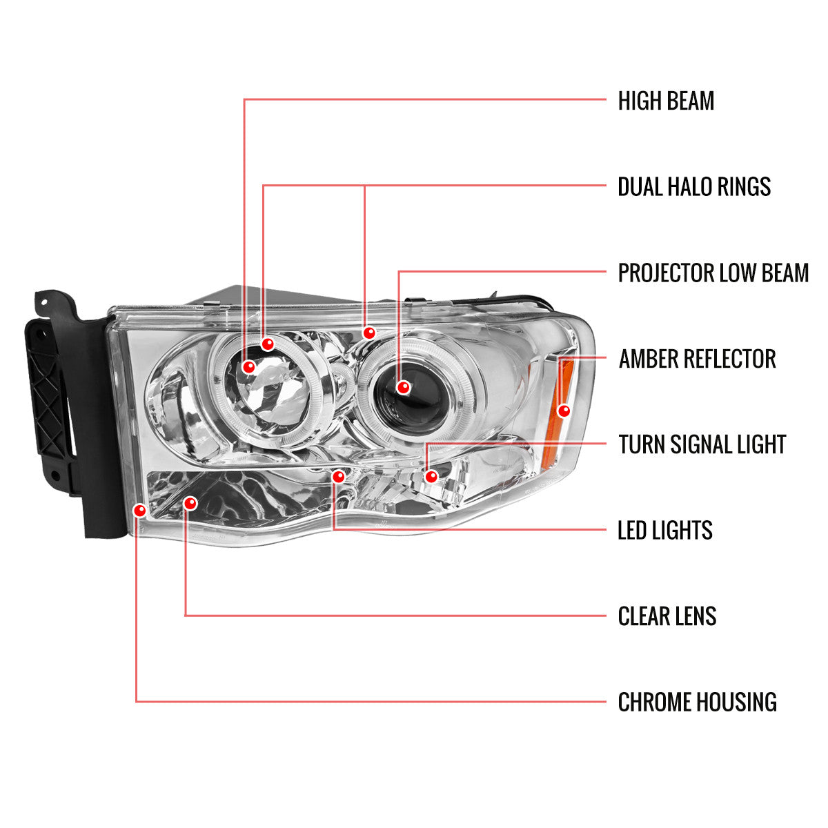 2LHP-PATH05JM-TM 2005-08 Frontier 05-07 Pathfinder LED Projector Headlights Black