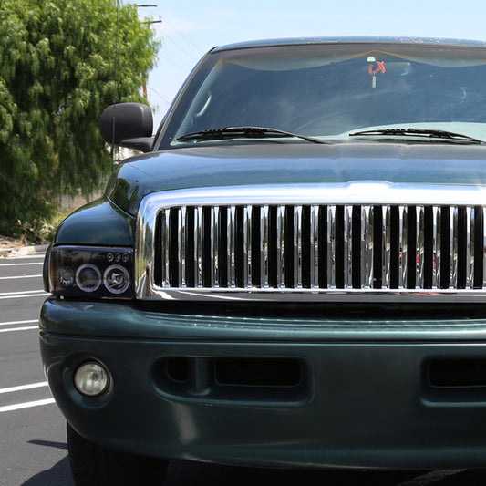 1994-2001 Dodge Ram Dual Halo Projector Spec-D Headlights Black Smoked