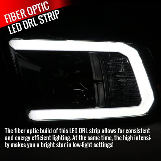 2009-2018 Dodge Ram LED Bar Projector Spec-D Headlights Black Smoked