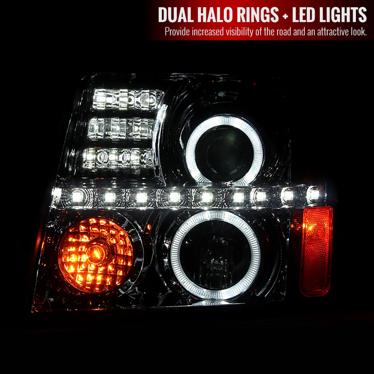 2LHP-ECAP05G-RS 2005-07 Ford Escape Projector Headlights Chrome Smokedd