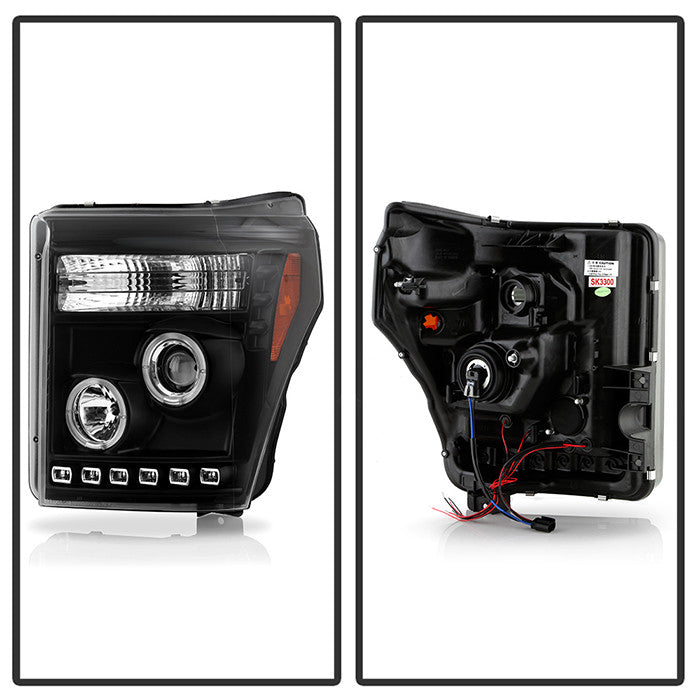 F350 F450 Super Duty 11-16 Halo pro Headlights Black