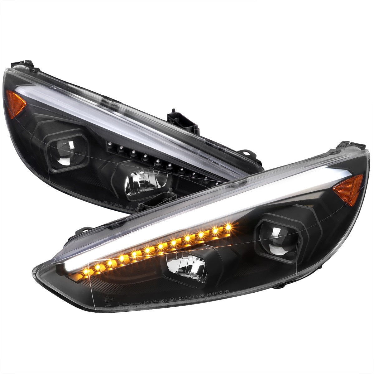 Spec-D 15-17 Ford Focus Sequential LED signal Headlights Black