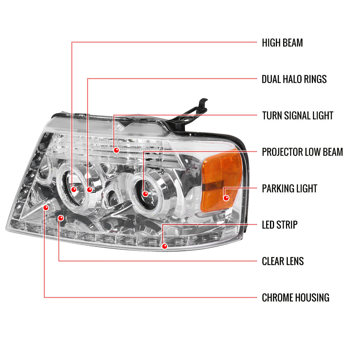 2004-2008 F150 Dual halo Pro headlights with LED
