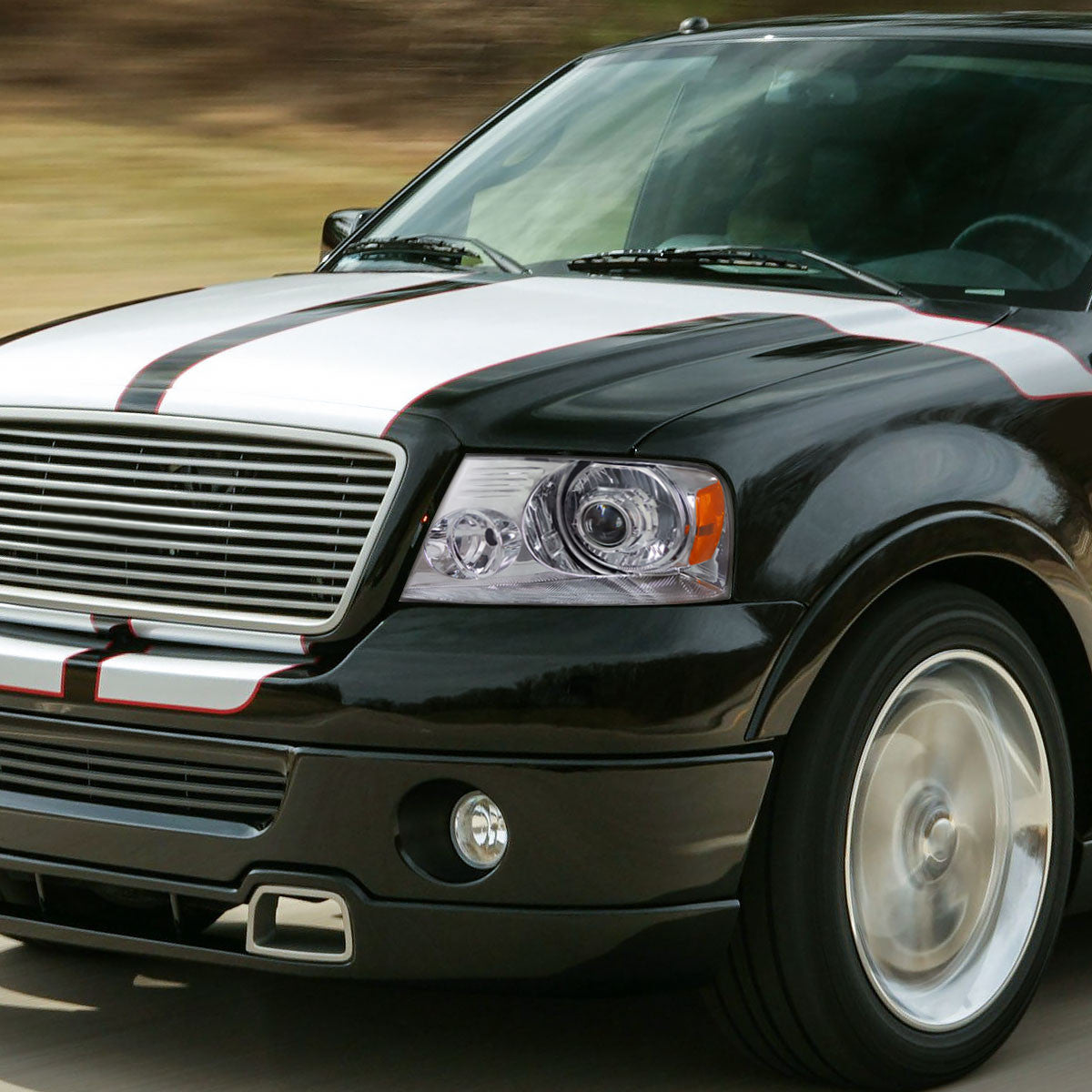 2LHP-F15004JM-8-RS 2004-08 Ford F150 06-08 Lincoln Mark Projector Headlights Black