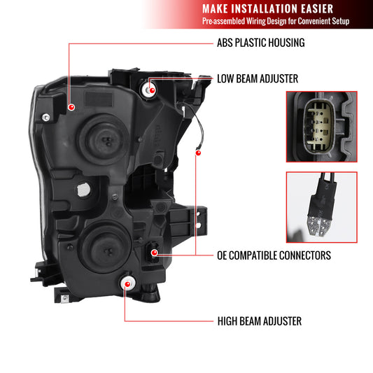 2015-2017 Ford F150 LED Projector Spec-D Headlights Black