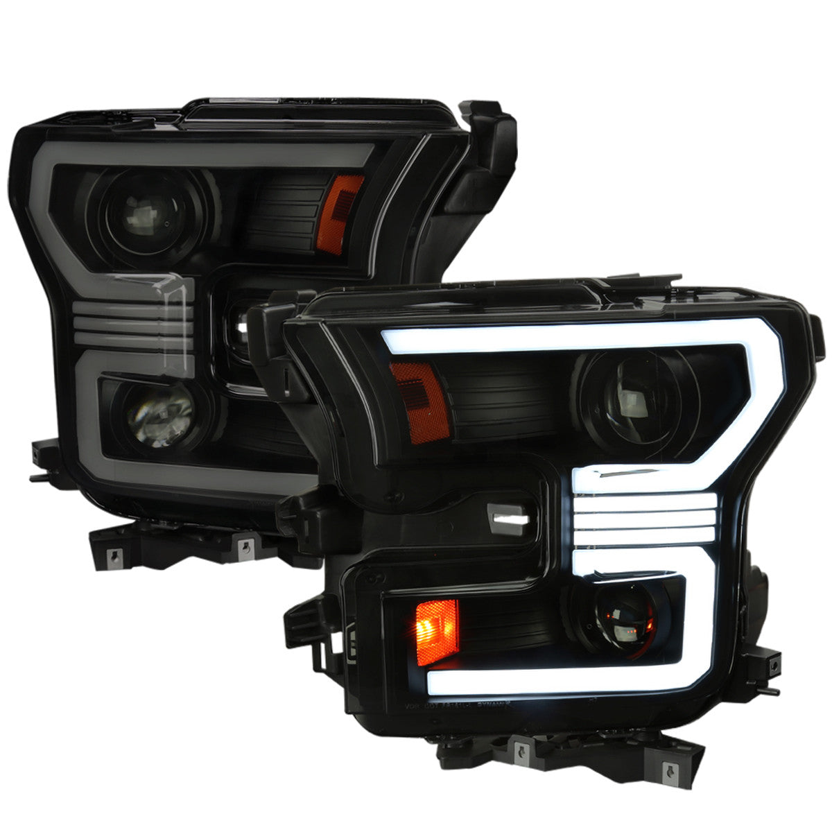 Spec-D 2015-17 Ford F150 Projector Black Headlights Sequential LED Smoked