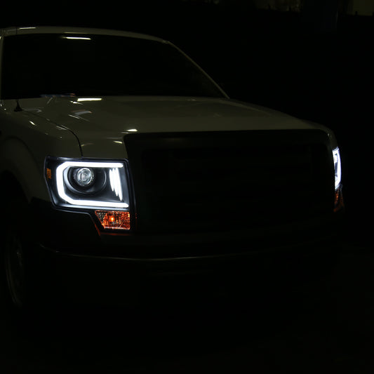 2009-2014 Ford F150 Projector Spec-D Headlights Black Clear