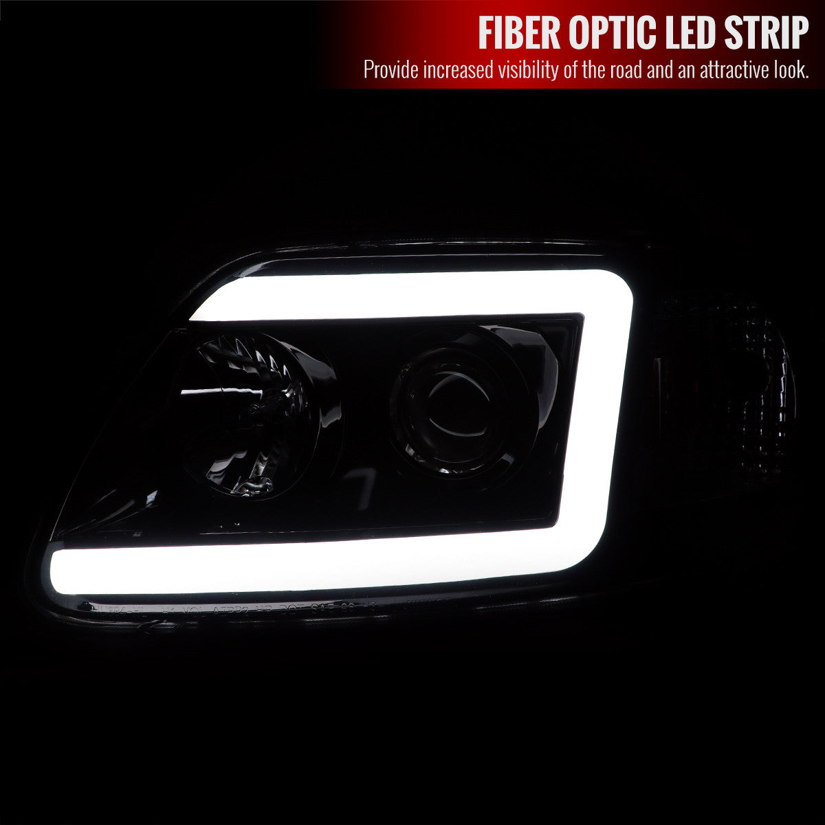 2LHP-F15092-TM 1992-96 Ford F150 Dual Halo Projector Headlights Chrome