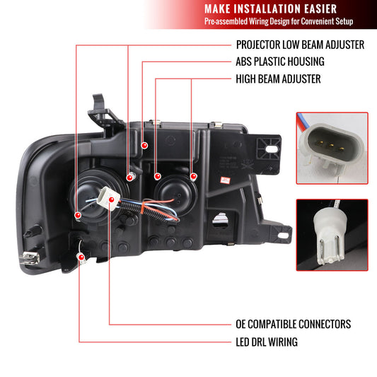 2004-2008 Ford F150 Projector LED Bar Spec-D Headlights Black Smoked