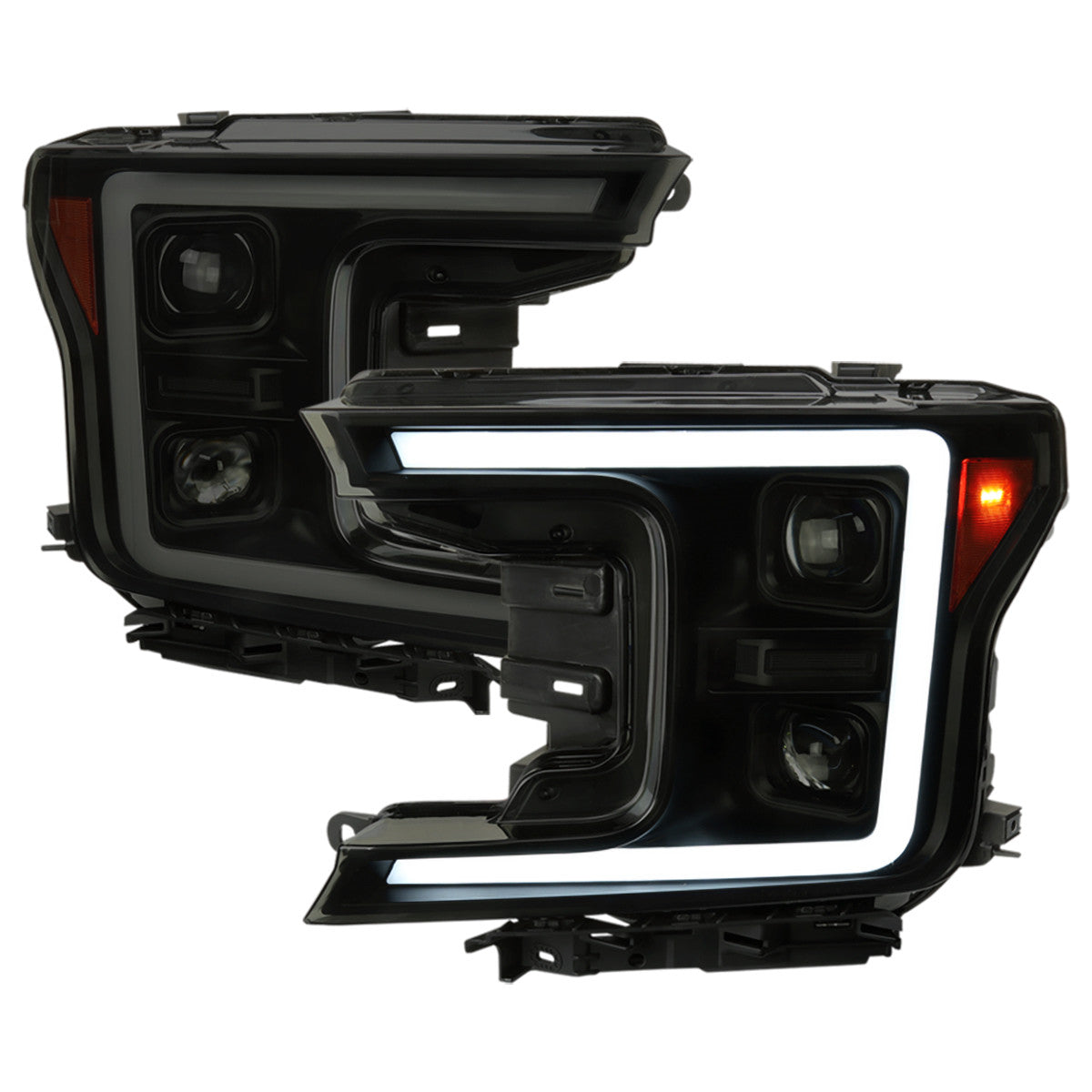 Spec-D 18-20 Ford F150 Projector Headlights Sequential Black Smoked