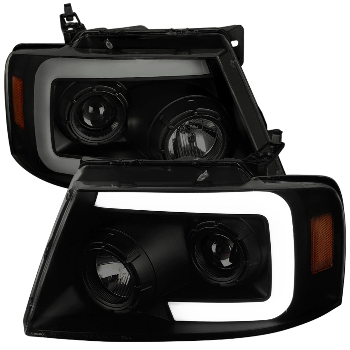 Spec-D 04-08 Ford F150 Sequential LED Black Headlights Smoked