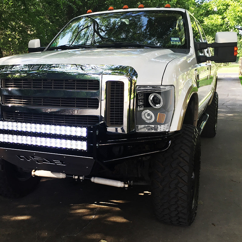 2LHP-F15097-TM 1997-03 Ford F150 Halo LED Projector Headlights Chrome