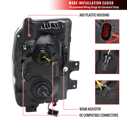 2011-2016 Ford F350 Projector Spec-D Headlights Chrome