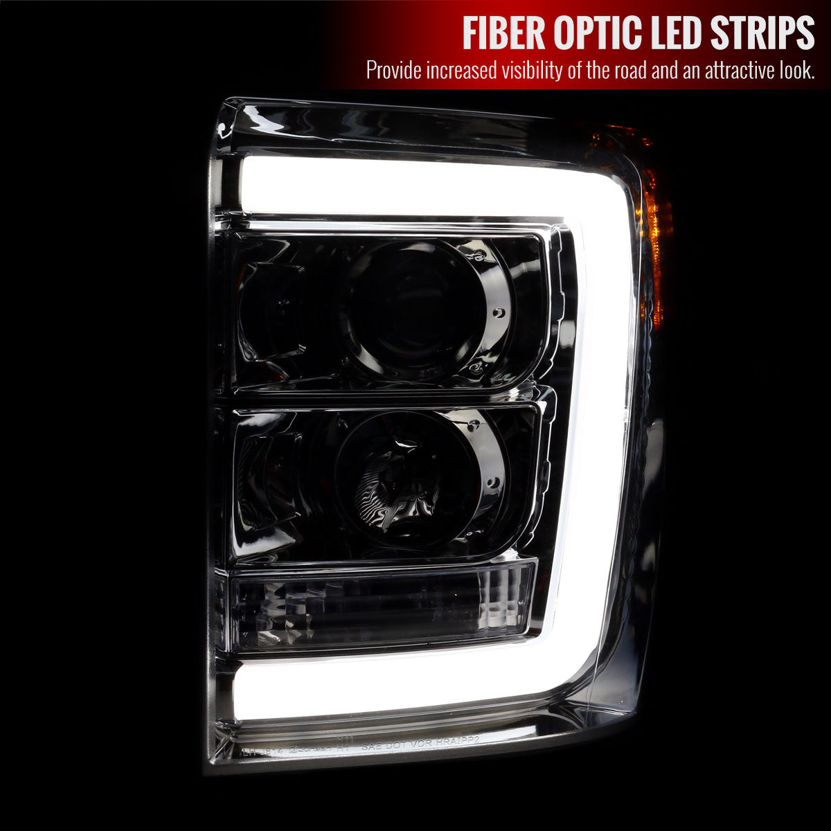 Spec-D 11-16 Ford F250 F350 F450 Pro SEQ Headlights Chrome