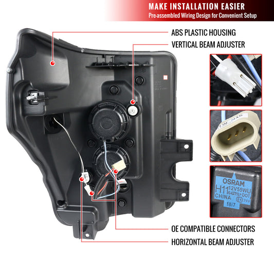 2011-2016 Ford F350 Projector Sequoia Spec-D Headlights Chrome