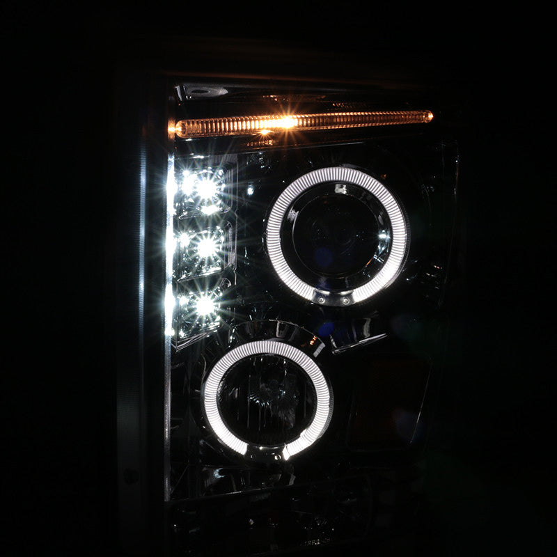 2LHP-F25008G-RS 2008-10 Ford F450 Projector Headlights Chrome Smoked