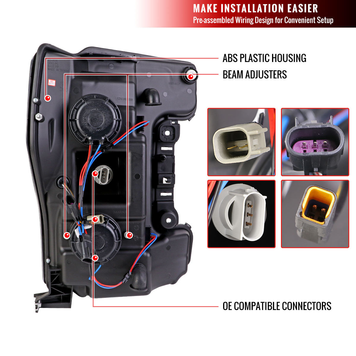 Spec-D 17-19 Ford F250 Projector Headlights LED Bar Chrome