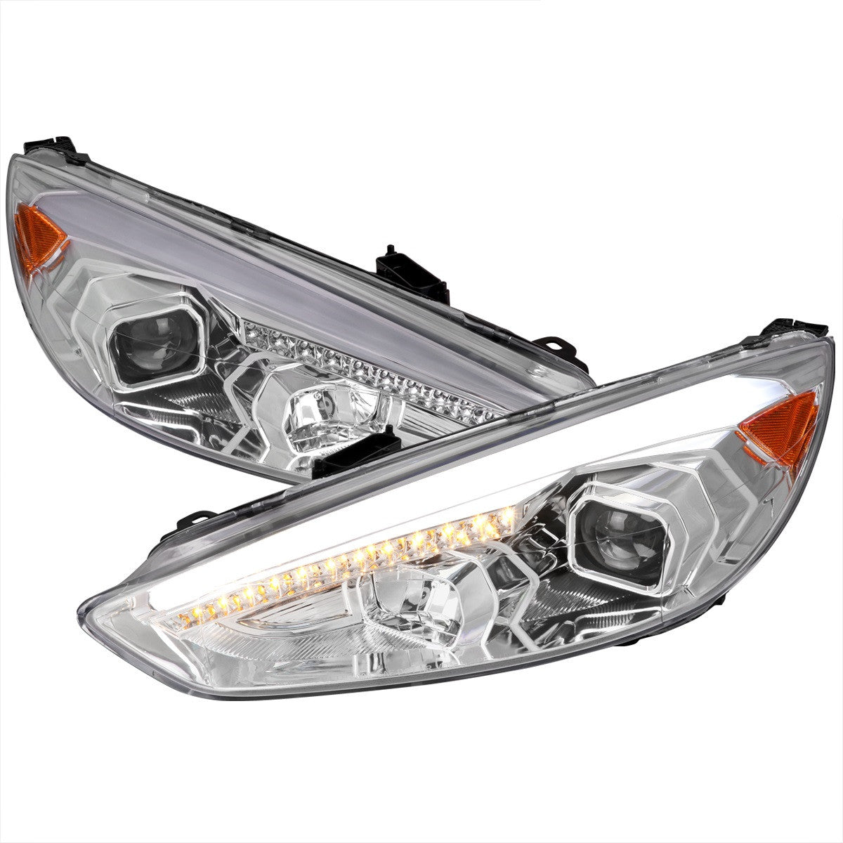 Spec-D 2015-17 Ford Focus Projector Headlights Sequential LED Chrome