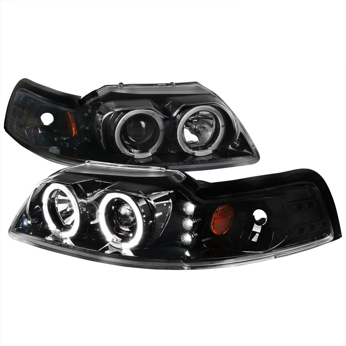 94-98 FORD MUSTANG PROJECTOR HEADLIGHTS BLK HALO 97 96 | UK