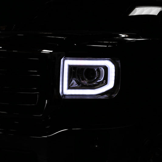 2014-2019 GMC Sierra Projector Spec-D Headlights LED Signals Chrome