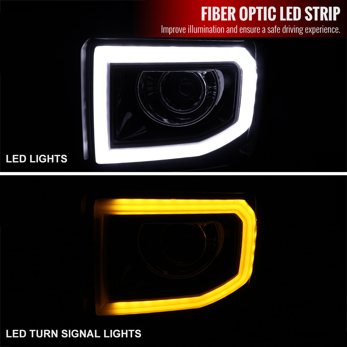 Spe-D 2014-2019 GMC Sierra Projector Spec-D Headlights Black Smoked