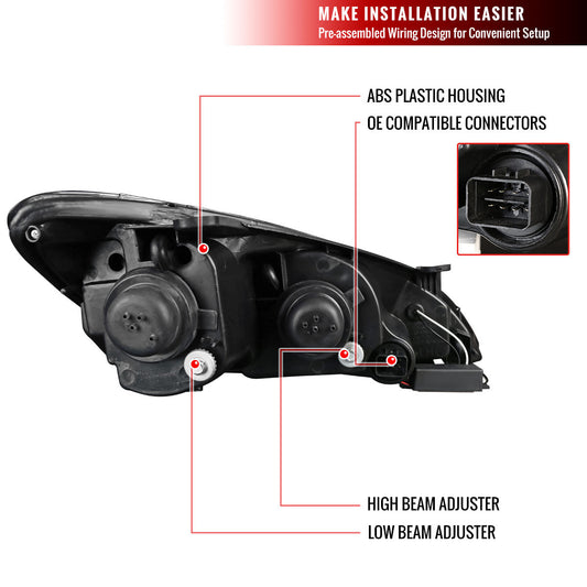 2010-2012 Hyundai Genesis 2DR Projector Spec-D Headlights Black