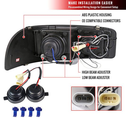 2000-2006 GMC Denali Halo LED Projector Spec-D Headlights Black