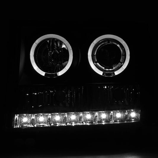 2007-2013 GMC Sierra Dual Halo Projector Spec-D Headlights Black