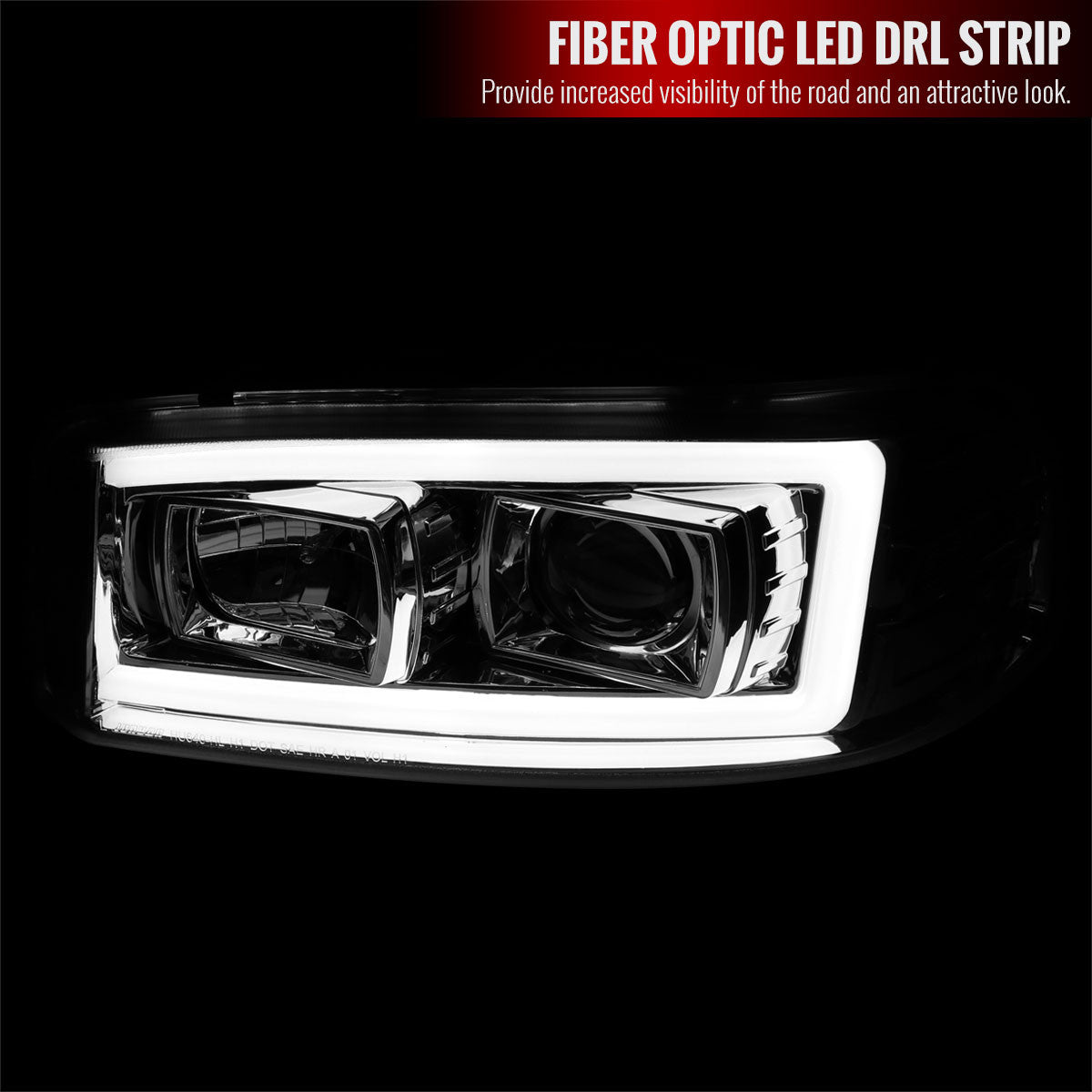 2LHP-DAK05JM-TM 2005-07 Dodge Dakota Halo LED Projector Headlights Black