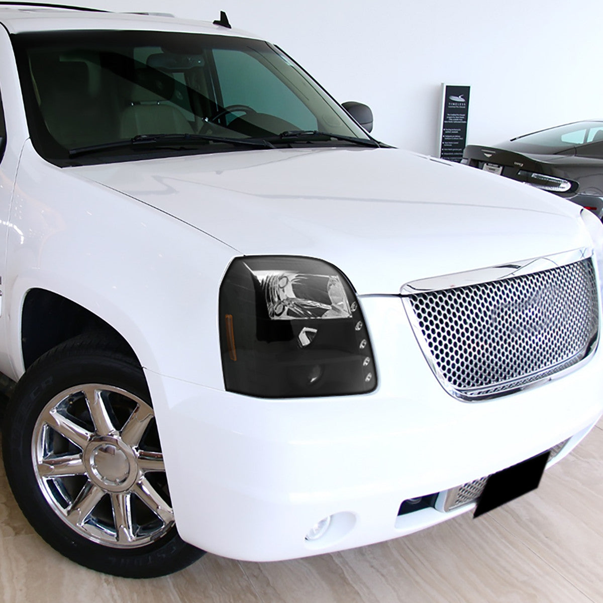 2LHP-DEN00JM-G2-TM 2001-06 GMC Yukon Denali Projector Headlights Black Clear