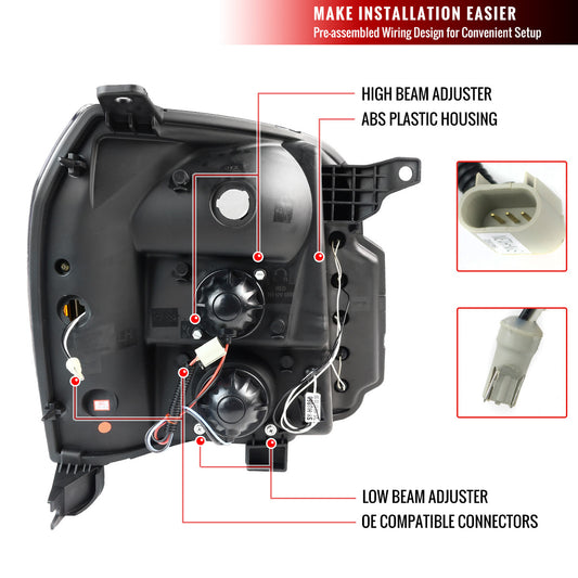 2007-2012 GMC Yukon Denali U-Shape Projector Spec-D Headlights Black