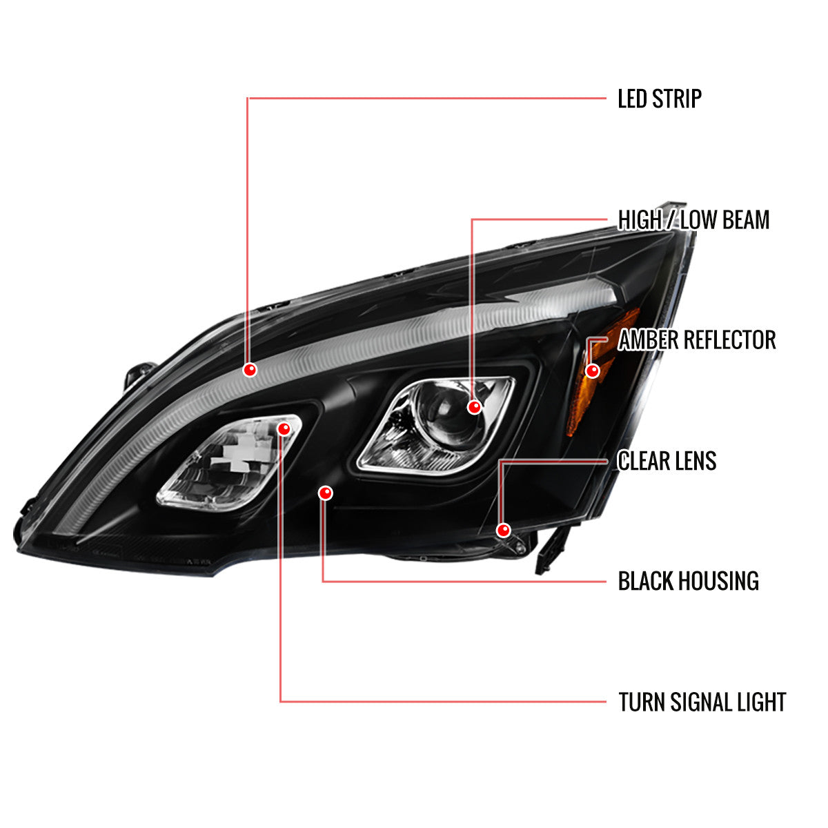 Spe-D 2007-2011 Honda CR-V LED Bar Projector Spec-D Headlights Black