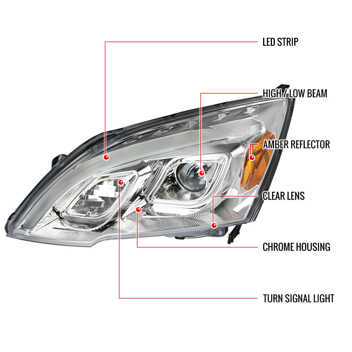 Chrome Clear Lens Headlights For Crv