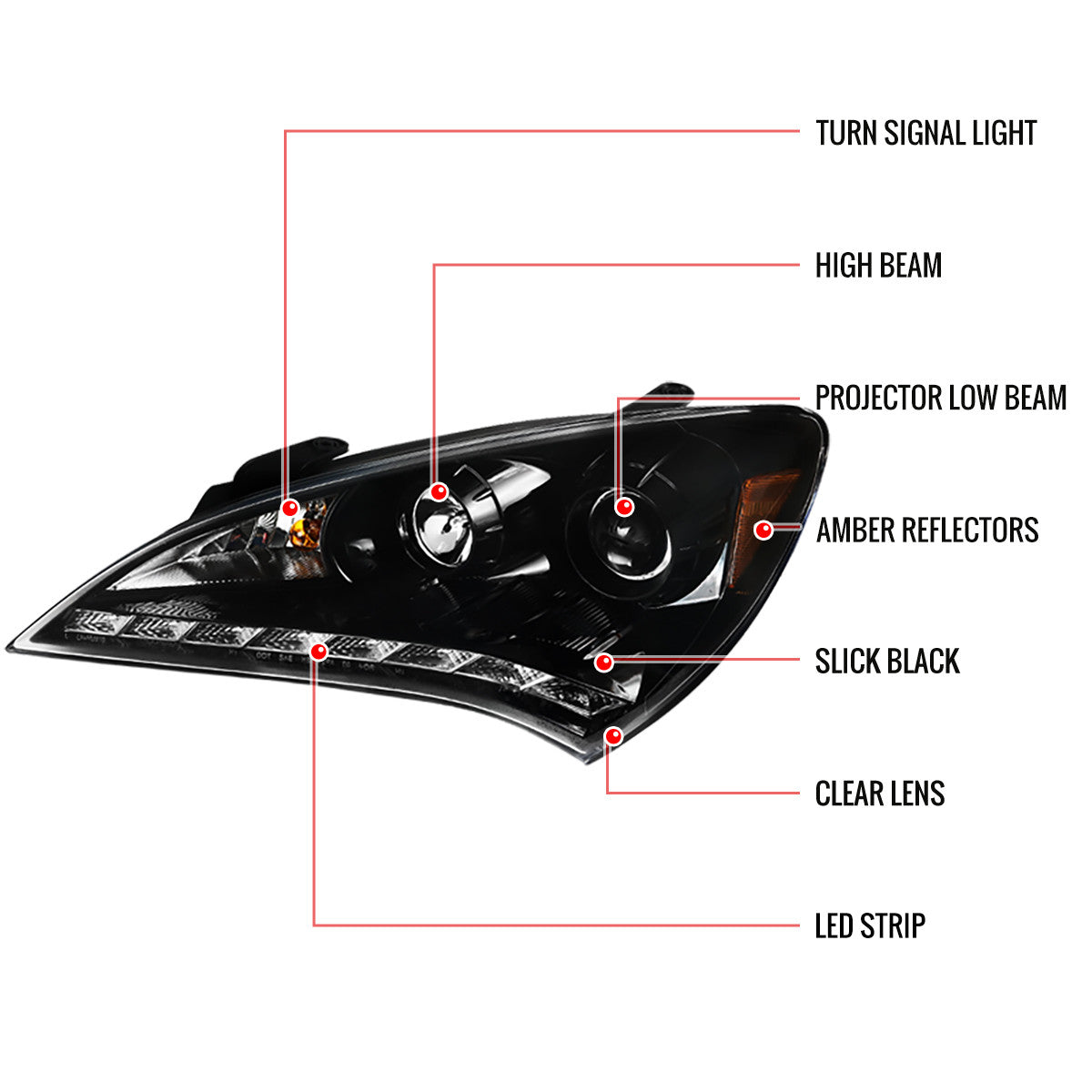 Spe-D 2010-2012 Hyundai Genesis 2DR Projector Spec-D Headlights Black